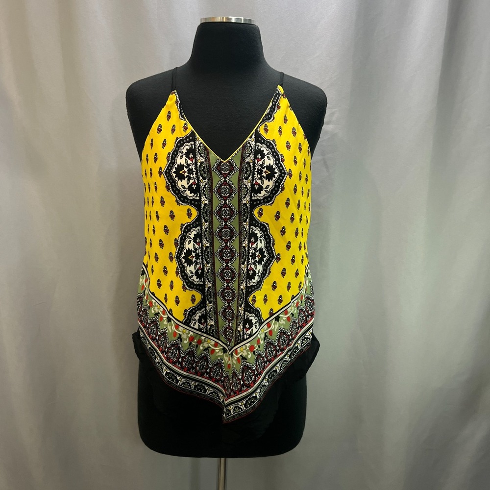 By & By Camisole Blouse Top Womens M Multicolor Paisley Print Spaghetti Strap